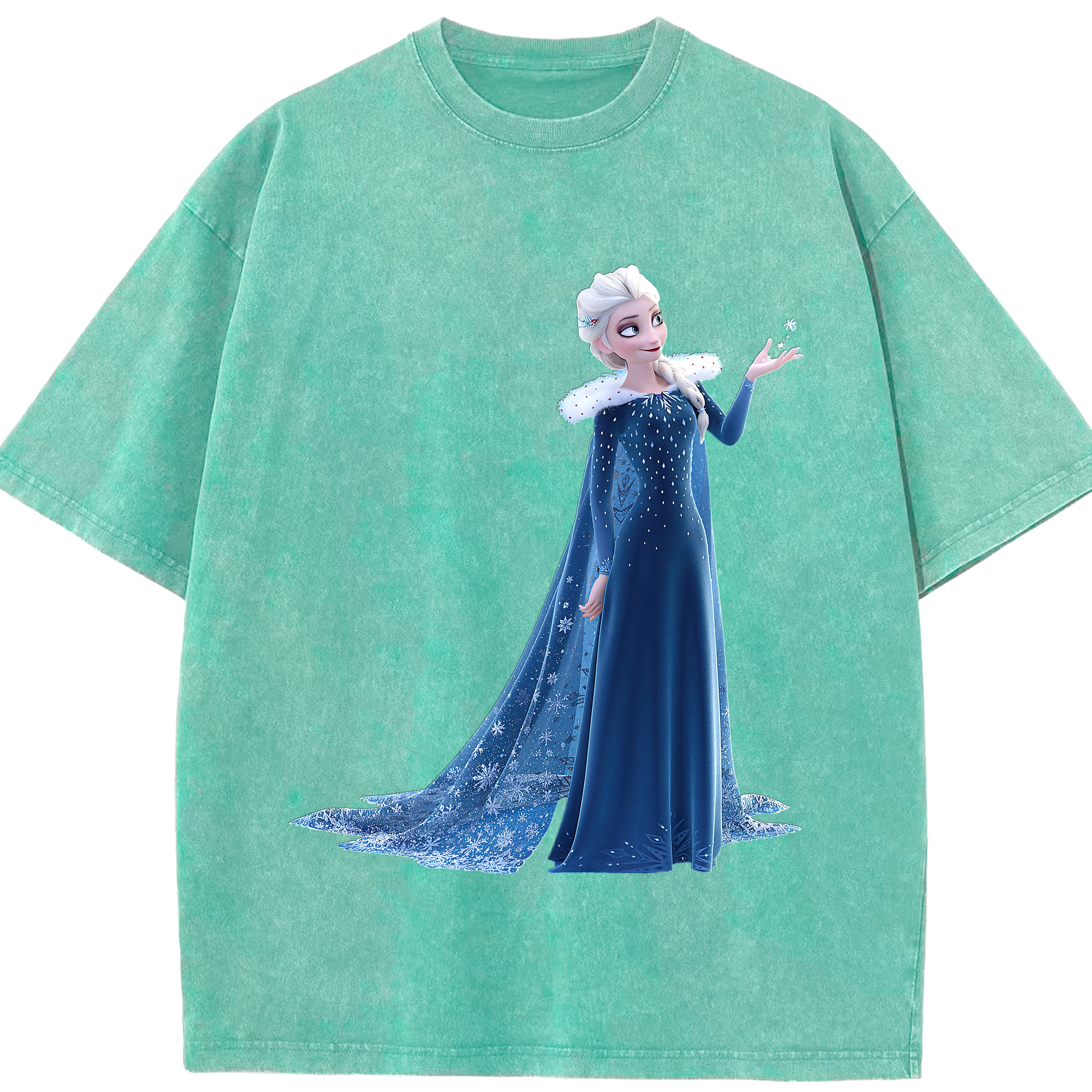 （画像用） アナと雪の女王 アンナ エルサ Frozen Anna Elsa 綿100% ヴィンテージ風 半袖Tシャツ（フロントプリント）